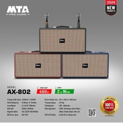 Loa xách tay AX-802, Công xuất max 40Wx2/450W, Loa Bass 2 x 16cm