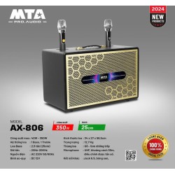 Loa xách tay AX-806, Công xuất max 40W - 350W, Loa Bass 2 x 25cm