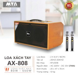 Loa xách tay AX-808, Công xuất max 80W - 550W, Loa Bass 2 x 16cm