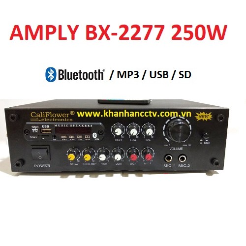 Ampli tăng âm công suất 250W BX-2277 (Blustooth, thẻ nớ, USB), đại lý, phân phối,mua bán, lắp đặt giá rẻ