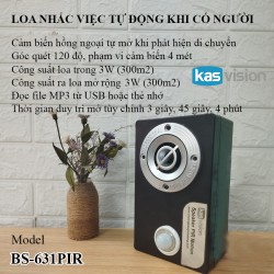 Loa nhắc việc tự động khi có người BS-631PIR (nhắc nhở nhà vệ sinh, mở nhạc giải trí nhẹ nhàng cho thư viện, phòng đọc sách, shop, cửa hàng, quán cafe...