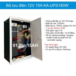 Bộ lưu điện 12V 15A KA-UPS180W (1 pin) cho camera, khoá cửa, modem, wifi