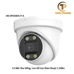 Camera IP HD-IP430DS-P-A có Mic thu tiếng, Loa đàm thoại 2 chiều, ban đêm có màu