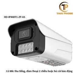 Camera IP HD-IP440T1-ZP-AS có Mic thu tiếng, loa đàm thoại 2 chiều hoặc hú còi báo động, ban đêm có màu