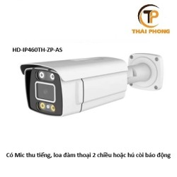 Camera IP HD-IP460TH-ZP-AS có Mic thu tiếng, loa đàm thoại 2 chiều hoặc hú còi báo động, ban đêm có màu