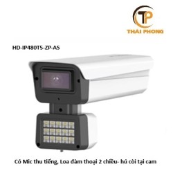 Camera IP HD-IP480T5-ZP-AS có Mic thu tiếng, loa đàm thoại 2 chiều hoặc hú còi báo động, ban đêm có màu