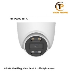 Camera IP HD-IP530D-HP-A có Mic thu tiếng, loa đàm thoại 2 chiều hoặc hú còi báo động, ban đêm có màu