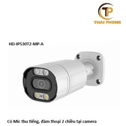 Camera IP HD-IP530T2-MP-A có Mic thu tiếng, loa đàm thoại 2 chiều hoặc hú còi báo động, ban đêm có màu