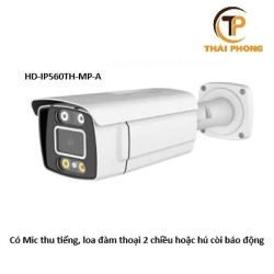 Camera IP HD-IP560TH-MP-A có Mic thu tiếng, loa đàm thoại 2 chiều hoặc hú còi báo động, ban đêm có màu