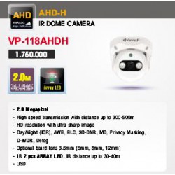 Camera Vantech Dome AHD VP-118AHDH 2.0MP