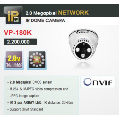 Camera Vantech Dome IP VP-180K 2MP, đại lý, phân phối,mua bán, lắp đặt giá rẻ