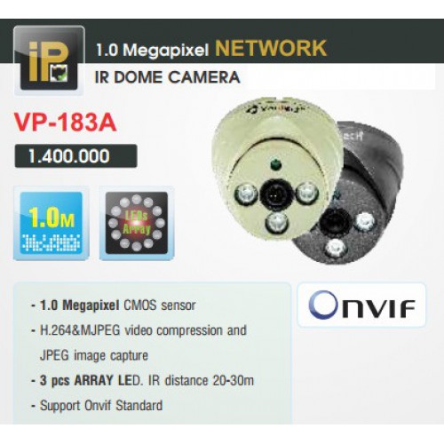 Camera Vantech Dome IP VP-183A 1MP, đại lý, phân phối,mua bán, lắp đặt giá rẻ