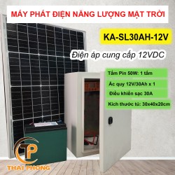 Bộ lưu trữ điện năng lượng mặt trời 12V 30Ah KA-SL30Ah công suất 360W, tấm pin 50W, cho camera, báo động, thiết bị an ninh viễn thông...