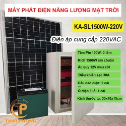 Máy phát điện năng lượng mặt trời điện 220V, 1500W (bộ ráp sẵn, có thể lắp và xạc acquy để lưu trữ điện)