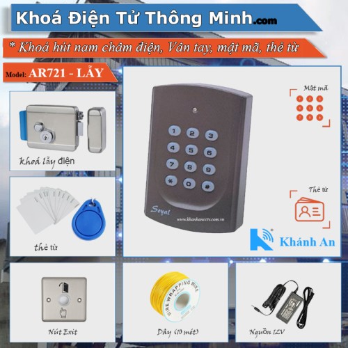 Bộ khoá cổng Soyal AR-721H kiểm soát mật mã, thẻ từ (khoá lẫy điện), đại lý, phân phối,mua bán, lắp đặt giá rẻ