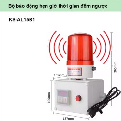 Bộ báo động hẹn giờ thời gian đếm ngược KS-AL15B1, đèn báo tích hợp còi hú, đèn cảnh báo thời gian chu kỳ, báo trễ đếm ngược