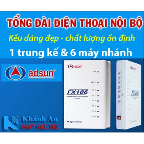 Tổng đài điện thoại ADSUN FX 106, đại lý, phân phối,mua bán, lắp đặt giá rẻ