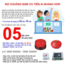 Bộ mạch chuông trò chơi GAMESHOW G5 (5 đội chơi), nút bấm ai nhanh hơn giành quyền trả lời