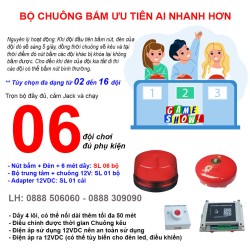 Bộ mạch chuông trò chơi GAMESHOW G6 (6 đội chơi), nút bấm ai nhanh hơn giành quyền trả lời