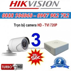 Trọn bộ 3 camera HIKVISION 1.0MP TVI cho Gia đình,Cty,Văn phòng,Shop...