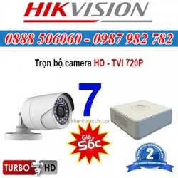Trọn bộ 7 camera HIKVISION 1.0MP TVI cho Gia đình,Cty,Văn phòng,Shop...