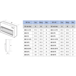 Tủ điện Sino EM đế nổi vỏ kim loại 13 Module EM13PS, dùng chứa MCB, RCCB(ELCB), RCBO