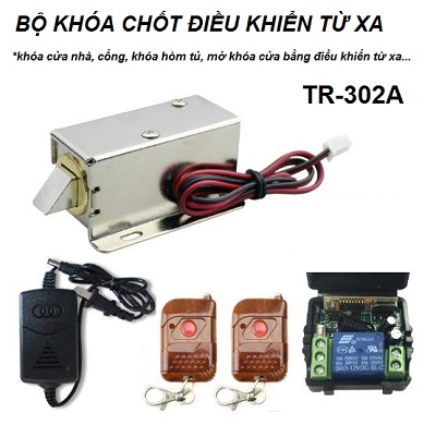 Bộ khóa chốt cửa điện từ điều khiển từ xa TR-302A