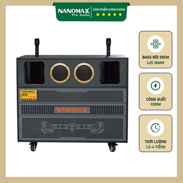 Loa Kéo Bình & Điện Nanomax Pro-999 Bass Đôi 50cm 3200w