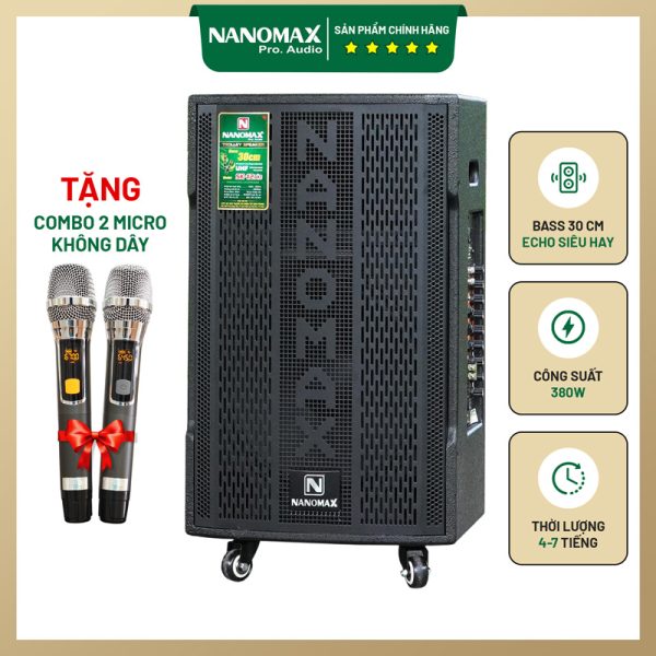 Loa Kéo Nanomax SK-12X3 Bass 30cm 380w Karaoke Bluetooth