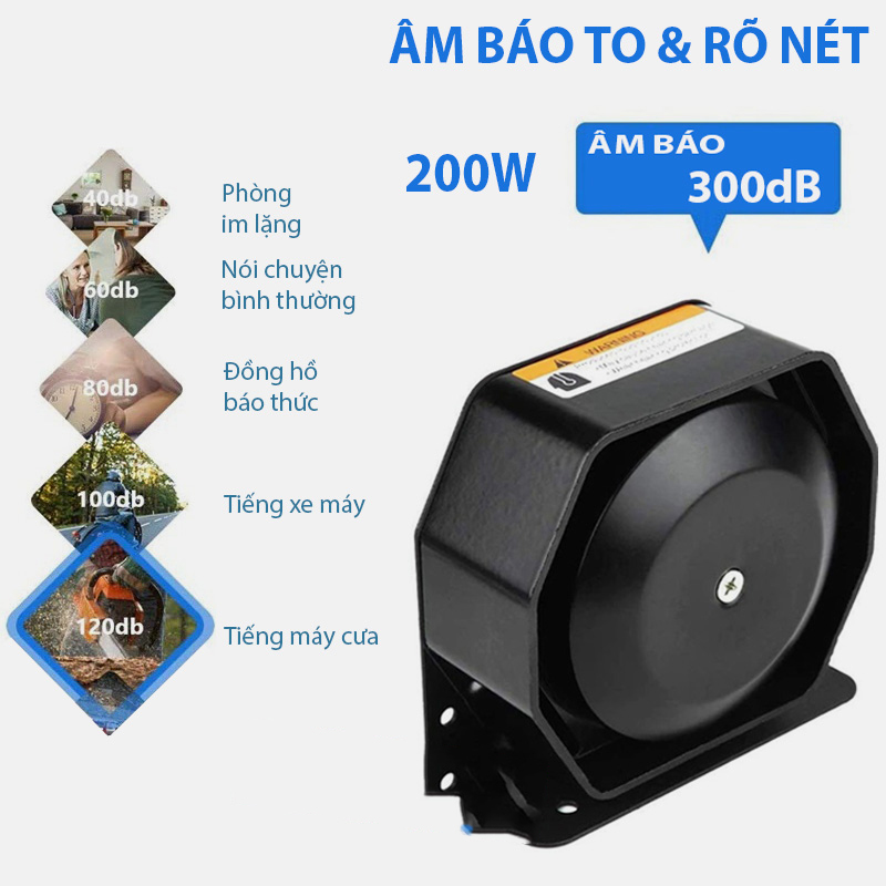 Còi báo động 200W dùng kèm amply cho xe cảnh sát xe cứu thương