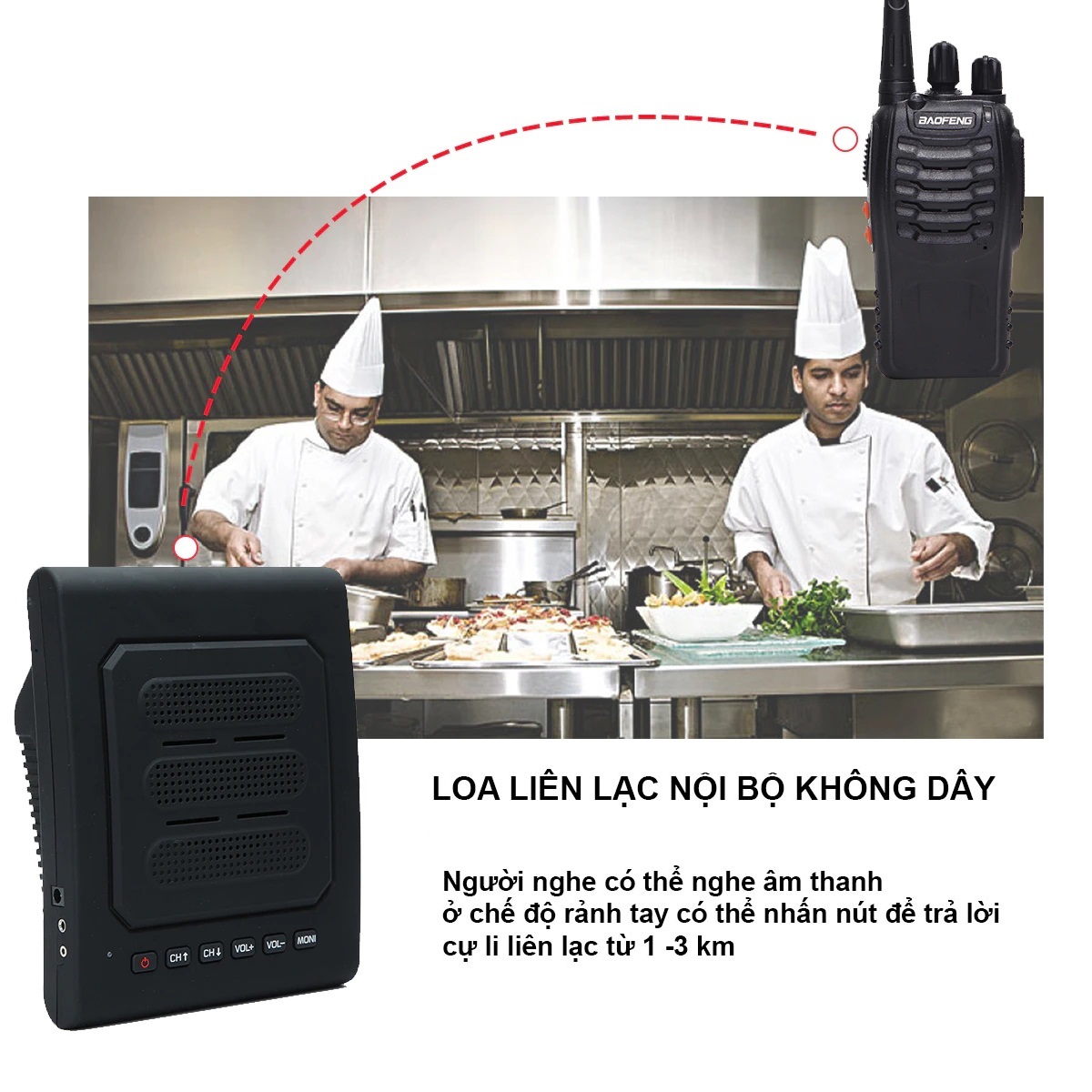 ứng dụng loa Loa hộp thông báo, liên lạc nội bộ 2 chiều không dây phóng đại âm thanh bộ đàm, dùng chung với bộ đàm Motorola, Kenwood, Baofeng, lisheng