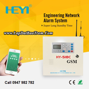 Tủ trung tâm báo động HY-518C-M khe cắm đa năng (GSM, LAN, GPRS), APP điện thoại IOS, Android (báo trộm)