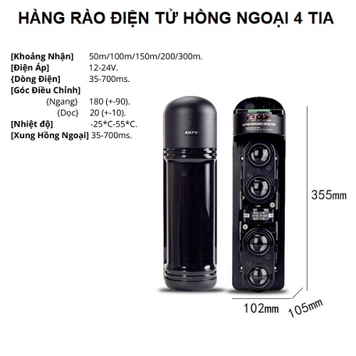 Hàng rào điện tử photo beam 4 tia PCA-200ABH-3