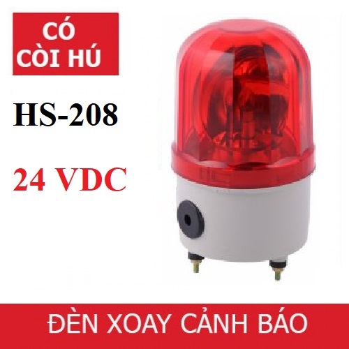 Đèn xoay cảnh báo báo điện 24V có còi có dây HS-208 24V