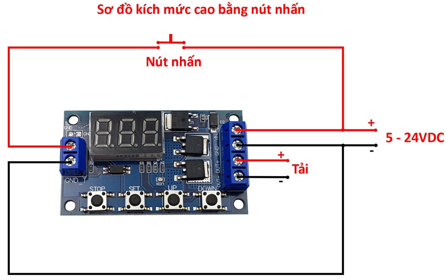 Mạch tạo trễ đóng ngắt theo chu kì 5v, 12v, 24v, 36VDC