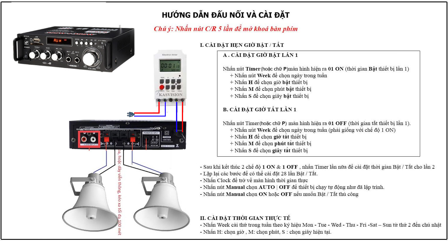 sơ đồ nối dây loa báo giờ tự động KS-MS28 15W sơ đồ nối dây loa báo giờ tự động KS-MS28 15W