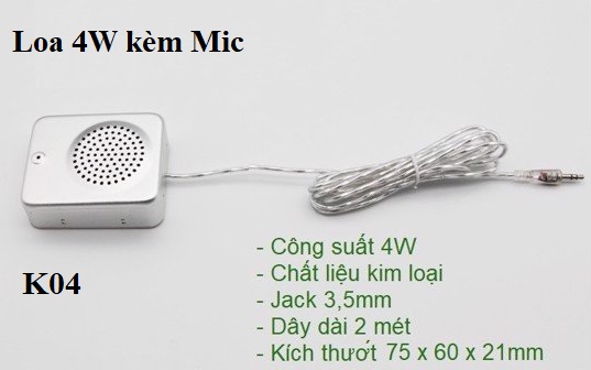 Loa và Micro đàm thoại K04, 4W vỏ kim loại