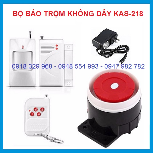 Bộ chuông báo trộm không dây độc lập có loa trung tâm KAS-218