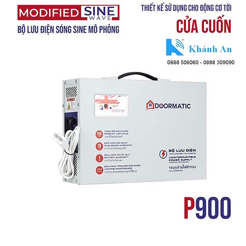 Bộ lưu điện DoorMatic dùng cho motor cửa cuốn 220 Vac sóng SINE mô phỏng, 1 pha P900