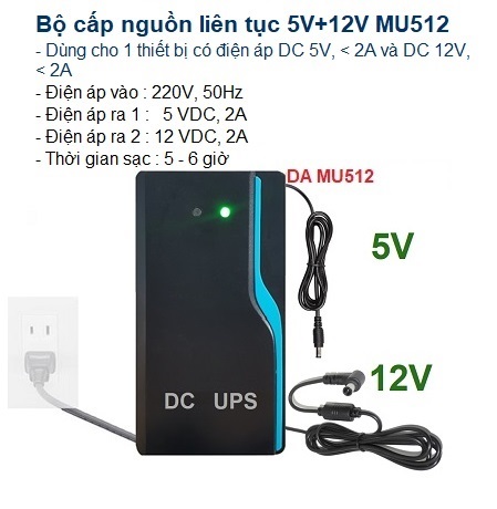 Bộ cấp nguồn liên tục UPS Mini MU512-12000 cho camera, wifi, máy chấm công