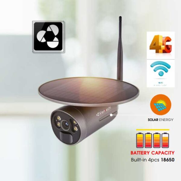 Camera IP Solar năng lượng mặt trời dùng Wifi VANTECH VP-2404B-WF