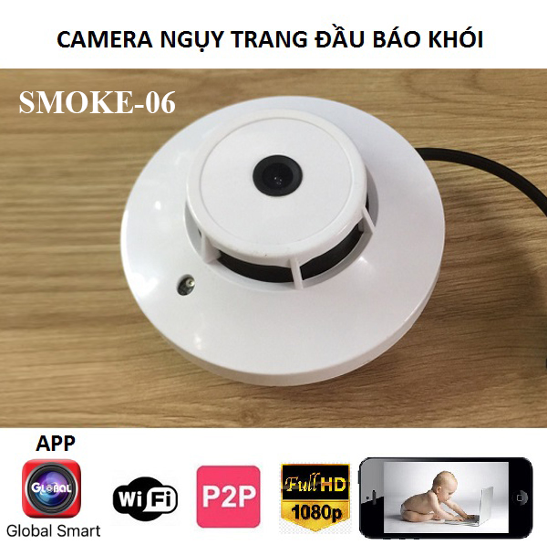 Camera ngụy trang báo khói hỗ trợ không dây, wifi, thẻ nhớ, xem từ xa trên điện thoại