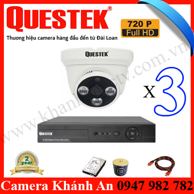 báo giá Trọn bộ camera trọn gói bộ 3 camera Questek cao cấp tại tp hcm
