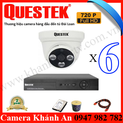 báo giá Trọn bộ camera trọn gói bộ 6 camera Questek cao cấp tại tp hcm