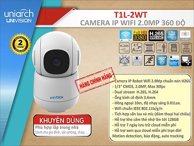 Camera UNIARCH T1L-2WT IP Robot Wifi 2.0Mp