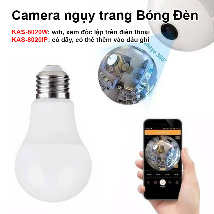 Camera ngụy trang hình bóng đèn KAS-8020IP 2.0MP