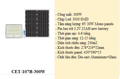 Đèn năng lượng mặt trời SHCET CET-107B-300W