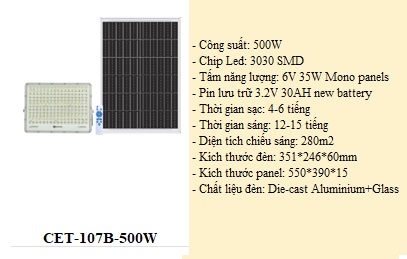 Đèn năng lượng mặt trời SHCET CET-107B-500W