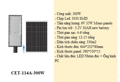 Đèn năng lượng mặt trời SHCET CET-114A-300W