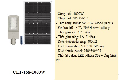 Đèn năng lượng mặt trời SHCET CET-168-1000W